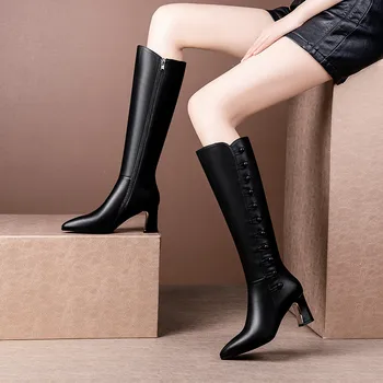 FEDONAS Seksi Kolena Visoki Škornji Za Ženske obleke 2020 Novo Zadeti Pravega Usnja Kakovosti Visoke Pete Škornji Škornji Nočni Klub Stranka Čevlji