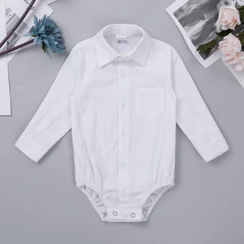 FEESHOW Gospod Malčke Baby Boy Formalno Majica Bele Novorojenčka svate Oblačila Baby Dolg Rokav Telo Jumpsuit Otroške igralne obleke