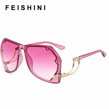FEISHINI 2020 blagovne Znamke Big Rimless Okvir Ženske sončna Očala blagovne Znamke Modno Oblikovanje Trendy Prevelike Očala Gradient UV Gradient