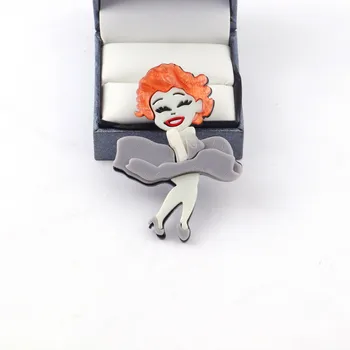 FishSheep Srčkan Marilyn Monroe Akril Broške Moda Slaven Lepoto Slika Broška Zatiči Za Ženske Modni Akril Dodatki