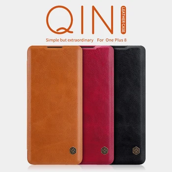 Flip case Za OnePlus 8 oneplus 7 NILLKIN letnik Qin Serije smart zbudi Primeru Za OnePlus 7/7T Pro Denarnice Flip Usnje