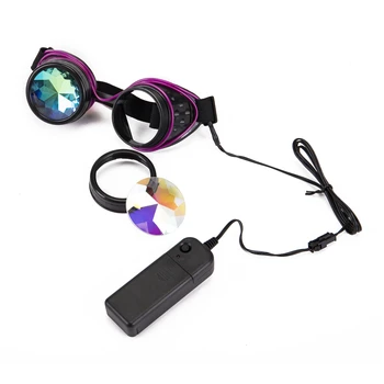 FLORATA Steampunk Očala za Varjenje Osvetljeni Punk Očala Retro Gothic kaleidoscope Pisane Leče Očala Cosplay