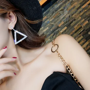 FYUAN Moda korejskem Slogu Velik Trikotnik Spusti Uhani Luksuzni Zlata, Srebrna Barva Nosorogovo Uhan Ženske Stranka Nakit Darilo