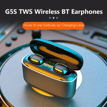 G5S Dvojno Čepkov Bluetooth Slušalke 5.0 Šport TWS IP54 Vodotesno Brezžično Polnjenje in-ear Slušalke z Digitalnim prikazom