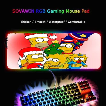 Gaming Miška Ploščica RGB Velike Mouse Pad Priljubljena Risanka Simpsons Igralec Big Miško Mat PC Mousepad Led Osvetlitev ozadja Miši Tipke za Gamer