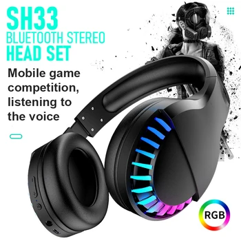 Gaming Slušalke RGB, Dual-Mode Bluetooth 5.0 Brezžične Slušalke Zložljive Bas Stereo Hrupa Preklic Slušalke PC Slušalka