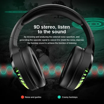 Gaming Slušalke RGB, Dual-Mode Bluetooth 5.0 Brezžične Slušalke Zložljive Bas Stereo Hrupa Preklic Slušalke PC Slušalka