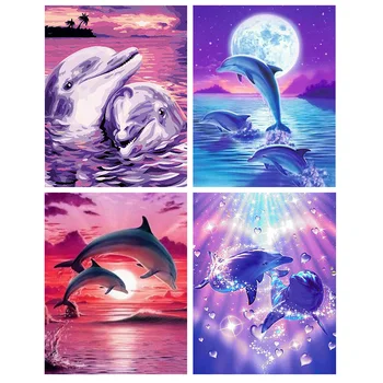 GATYZTORY 60x75cm Dolphin DIY Barvanje Z Številkami HandPainted Živalskega Olja Slikarsko Platno Barvanje Edinstveno Darilo Doma Dekor