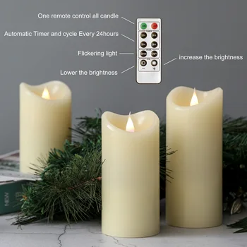 GiveU Brezplamensko Sveče 3D Utripanja led sveča s samosprožilcem, baterija upravlja novoletne lučke za božično dekoracijo,Slonovine