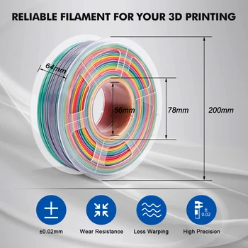 GOHIGH PLA Mavrica Žarilno 3D Tiskalnik Plastike Za 3D Pero Za Risanje 2 kg 1.75 mm Tiskanje Materialov Za 3D Tiskalnik