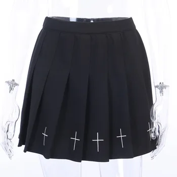 Gothic Dark Slog Kul Ženske Print Naguban Mini Krila Preppy Stil Dekleta Visoko Pasu Punk Krila 2020 Ženske Modna Oblačila