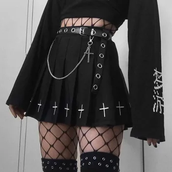 Gothic Dark Slog Kul Ženske Print Naguban Mini Krila Preppy Stil Dekleta Visoko Pasu Punk Krila 2020 Ženske Modna Oblačila