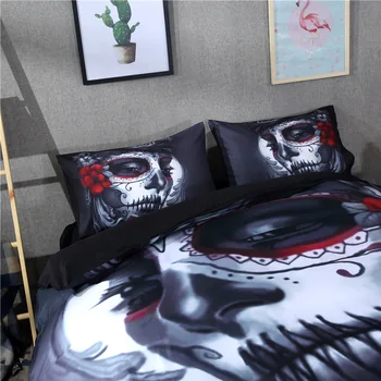 Halloween Darilo 3D Tiskanih zombi lobanje Posteljni set 3/4pcs Rjuhe Kritje nastavite Bedsheet Pillowcases Twin Kraljica King Size postelja perilo