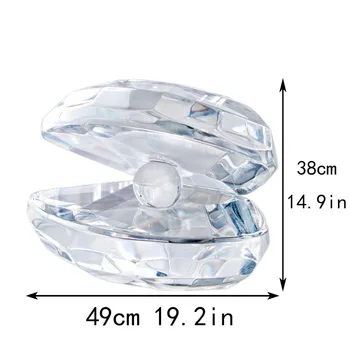 H&D 1.9 palčni Kristalno Steklo Figurice Reflektivni Morja Lupine Umetno Pearl Doma Dekor Poročno Darilo