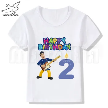 Happy Birthday Tshirt Risanka Gasilec Sam Otroci Oblačila Dekleta T-shirt Prisotni Otroci Oblačila Baby Fantje Tees