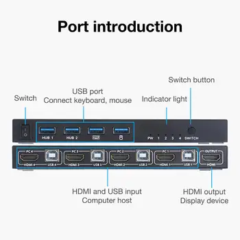 HDMI KVM Stikalo 4 V 1 Izhod HDMI Preklopnik USB Priključite Stikalo Za Prenosnik Xbox, PS3, PS4 Za Nintendo Izbirno Stikalo