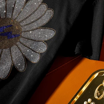 Hiawatha Visoke Kakovosti Vroče Vrtanje Majica s kratkimi rokavi Ženske 2020 Poletje Black Kratek Rokav Diamond T Srajce TX107