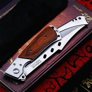 High end swallowtail folding nož z rdečo leseni ročaj, U. S. zunanja zložljiva iz nerjavečega jekla lovski nož žepni nož