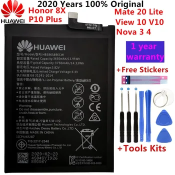 Hua Wei Originalne Baterije Telefona HB386589ECW 3650mAh Za Huawei P10 Plus Čast 8X Prikaz 10 V10 Mate 20 Lite Nova 3 4 Baterije Orodje