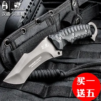 HX na prostem Visoke kakovosti taktično nož multi orodje površina prekrita s titanom Osnovna črna Nož za Kampiranje Orodje za preživetje lov knive