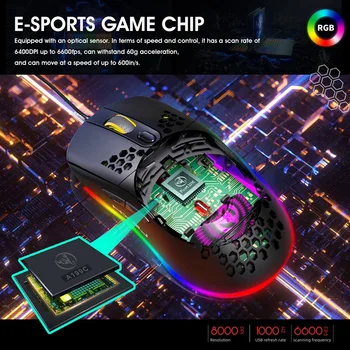 HXSJ X600 Gaming Miška RGB Razsvetljava Programiranje Gaming Miška 6-Ravni DPI USB Plug and Play za Prenosni RAČUNALNIK