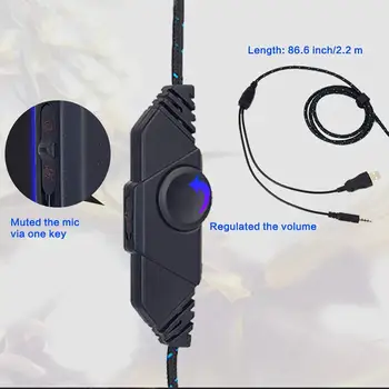 HYASIA Gaming Slušalke WireSurround Stereo Žične Gaming Slušalke USB Slušalke z Micr kontrolnika za Glasnost za PC/Ps4/Telefon/Prenosnik