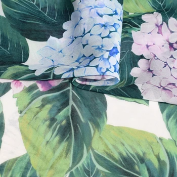 Hydrangea digitalno natisnjena poliester šifon plišastih tkanine za obleko tissu au metrer til poceni materiali kitajski DIY zanikrni chic