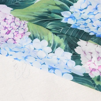 Hydrangea digitalno natisnjena poliester šifon plišastih tkanine za obleko tissu au metrer til poceni materiali kitajski DIY zanikrni chic