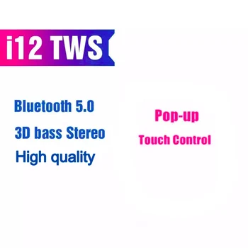 I12 TWS Brezžične slušalke Bluetooth 5.0 Slušalke šport Čepkov Slušalke Z Mikrofonom Za iPhone Xiaomi Samsung Huawei PK I9S I7S