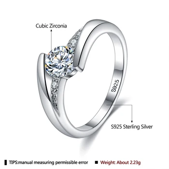 INALIS 925 Sterling Silver Obroči Za Ženske Elegantne 5A Jasno Kubičnih Cirkon Fine Nakit, Poročni Posla Romantično Obroč Na Prodajo
