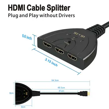 Ingelon kvm Stikalo HDMI Splitter 3in1 Original adapter hdmi 1080P 4K Preklopnik za HD DVD Xbox, PS3, PS4 laptop & PC Projektor