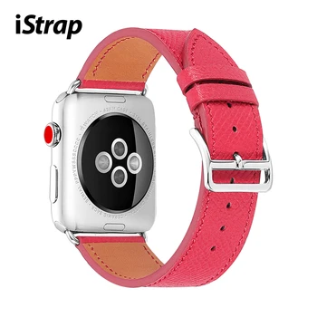 IStrap Usnje Watch Trak za Apple Watch Band Serije 5 4 3 2 1 Rdeče Jabolko Watch Trak Pasu Apple Watch Dodatki
