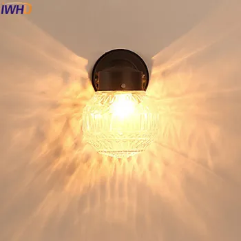 IWHD Ameriški Letnik Stenska Svetilka Steklena Odtenek LED Osvetlitev Stopnišč Wandlamp Steno Rov Apliques Pared Retro Stenske Luči Napeljave