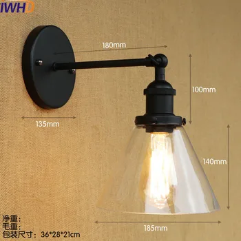 IWHD Stekla Retro Vintage Stenska Svetilka, Lučka LED Rov Wandlamp LED Edison industrijske Stenske Luči Za Dom Arandelas Osvetlitev Stopnišč