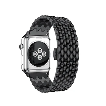Iz nerjavečega jekla, Trak Za Apple Watch band 44 42mm 40 mm 38 mm Gume watchband zapestnica iWatch serije 5 4 3 2 se 6