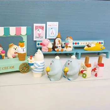 Japonske Risanke Ice Cream Živali Miniature Figurice Pravljice, Vrtni Okraski Smolo Obrti DIY Dom Dekoracija dodatna Oprema
