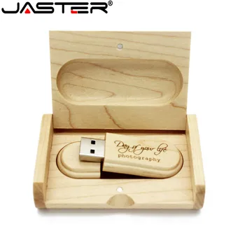 JASTER Leseni USB flash drive naravnega lesa+embalažo polje pendrive 4 GB, 16GB 32GB 64GB pomnilnika memory stick za fotografiranje prosto po meri logo