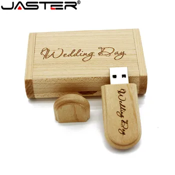 JASTER Leseni USB flash drive naravnega lesa+embalažo polje pendrive 4 GB, 16GB 32GB 64GB pomnilnika memory stick za fotografiranje prosto po meri logo