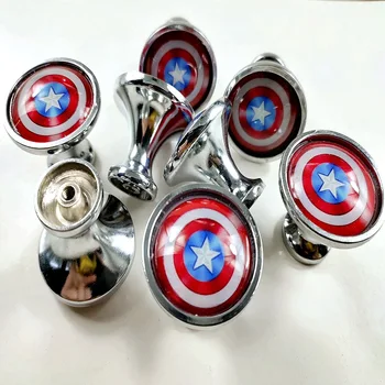 JD Captain America Ščit Eno Luknjo Predal Omare Vrat Gumb Pohištva Ročaj DIY Marvel Omaro Strojne opreme