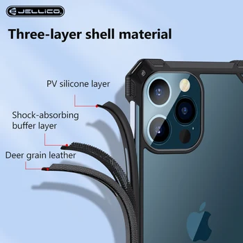 Jellico Shockproof Primeru Za iPhone 12 Mini Primeru Transparentno Steklo Primeru Zaščitna Opremljena Tanek Pokrovček Za iPhone 12 Pro Max Pokrov