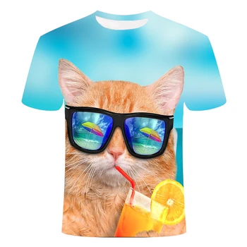Jeseni leta 2020 novo luštna mačka kratka sleeved vrhovi 3DT moška kratka sleeved majice, T-majice, moške O-izrez srajce fant velikost ulične