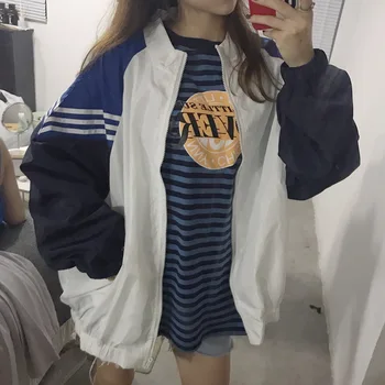Jeseni nove ženske športna pomlad moda suknjič punk college Harajuku zadrgo svoboden velikosti tanke baseball jakna z dolgimi rokavi