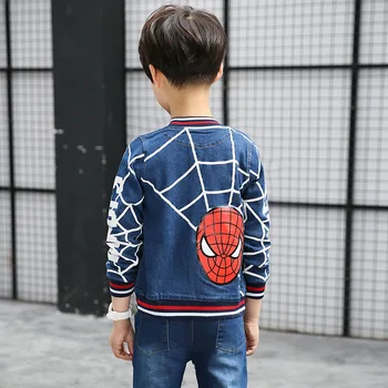 Jeseni Spiderman Fantje Outwear Obleke Pomlad Risanka Fant Oblačila, ki Toplo 3pcs Otroci Oblačila Sklop Otroci Kavboj Kostumi