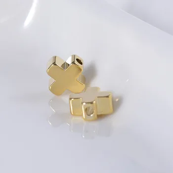 JFE43 6 mm Prečni kroglice z luknjo, medenina z zlato electroplated sijajni kroglice DIY kroglice nakit Dodatki Debelo 100 KOZARCEV