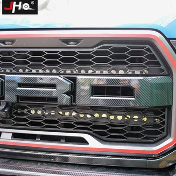 JHO Plastičnih Ogljikovih Zrn Sprednja Maska vrata prtljažnika LOGOTIP Prekrivni Pokrov Trim za Ford F150 2017-2018 Raptor Gen 2 Avto Dodatki