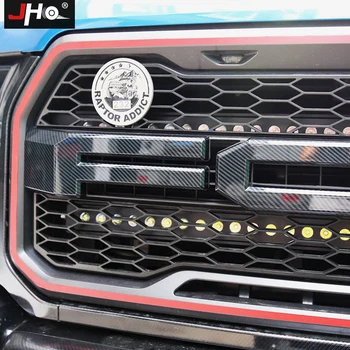 JHO Plastičnih Ogljikovih Zrn Sprednja Maska vrata prtljažnika LOGOTIP Prekrivni Pokrov Trim za Ford F150 2017-2018 Raptor Gen 2 Avto Dodatki