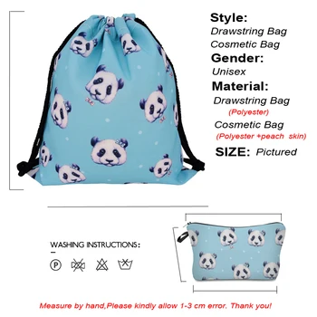 Jom Tokoy 2020 Nov modni 2 KOS Prenos Toplote Tiskanje Ženske nahrbtnik panda Vrvico za zavezovanje vreče Nastavite Kombinacija