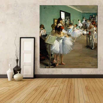 JQHYART Slika Platno Umetnosti Edgar Degas Ples Razred Klasične Stenske Slike Za Dnevni Sobi Doma Dekor Natisnjeni Slikarstvo