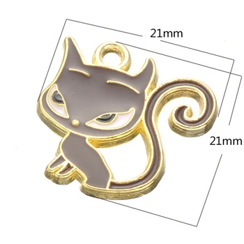 Juya 15PCS Živali Obeski Dobave DIY Gold/Silver Color Emajl Mačka čarobne gumbe Za Ročno Čare Nakit, Izdelava