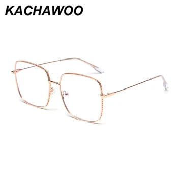 Kachawoo modra svetloba blokiranje očala kvadratnih prevelik mens recept za očala optičnih slik ženske retro polno kovinsko zlata,